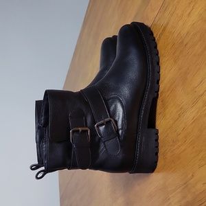 Geox Moto Buckle Boots Black W9-9.5 NWOT